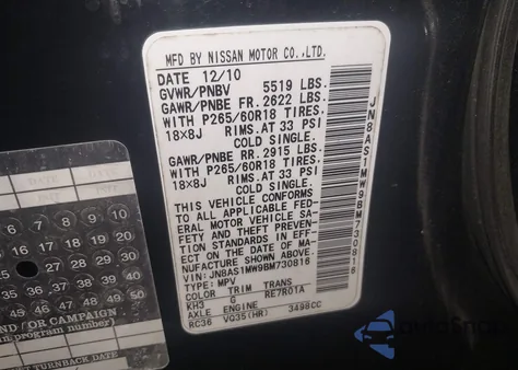 2011 Infiniti Fx35 from USA, damaged, VIN JN8AS1MW9BM730816